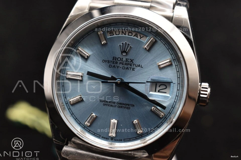 A2836 Weight Bracelet GSF Gain SS DayDate Blue Crystal On 40 Iced President Dial 0403